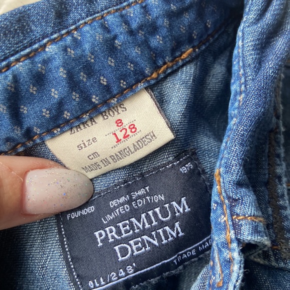 Zara boys denim shirt chambray snap front shirt kids western pockets size 8 - Picture 8 of 10